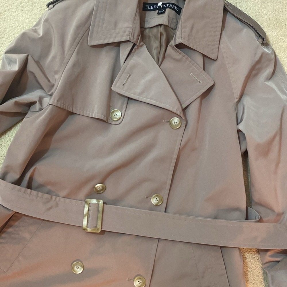Vintage Fleet Street Trench coat raincoat size 14 belted - Picture 10 of 14